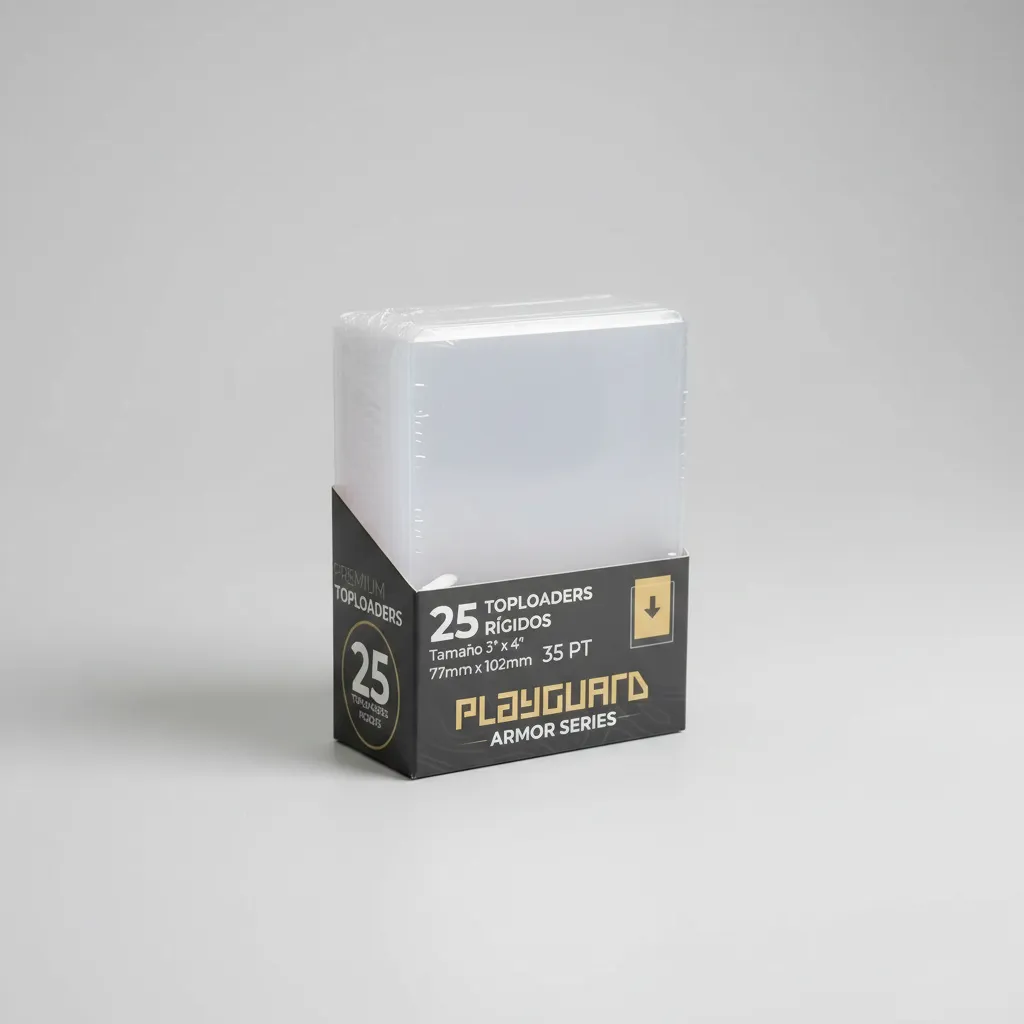 Toploaders rígidos PlayGuard Armor Series 35 PT pack 25 unidades — vista frontal del empaque