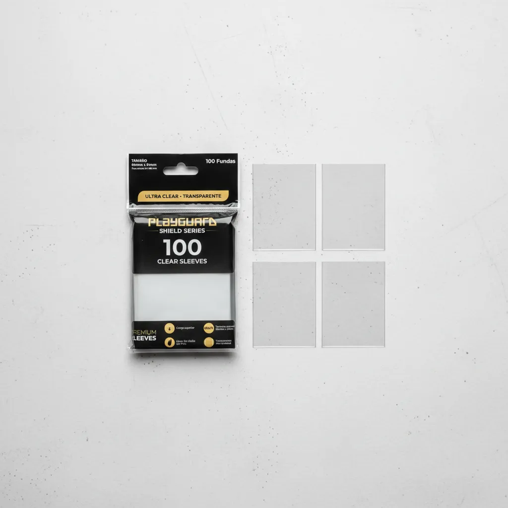 Ultra Clear Sleeves PlayGuard Shield Series — pack y fundas individuales en flat lay